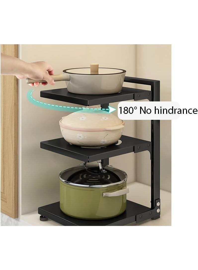TYCOM Pots and Pans Organizer for Cabinet Kitchen Organizer and Storage Rack Space Saving Stand with Adjustable Dividers 7 Layer Double Sided With Panel Black. - Image 3